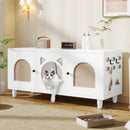 Furniture Style Cat Cabinet Cat Litter Box With Sisal Scratching Door - Cream White by HouseOfZazla