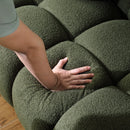 87.4 length, 35.83" deepth, human body structure for USA people, marshmallow sofa,boucle sofa, 3 seater, OLIVE GREEN BOUCLE