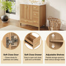 36" Bathroom Vanity, 2 Soft Close Doors, 4 Soft Close Drawers, Adjustable Shelf, Storage Cabinet - Acacia Wood by HouseOfZazla
