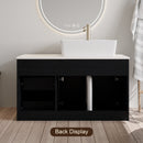 36" Wall-Mounted Bathroom Vanity with Vessel Ceramic Sink & Plywood Countertop by HouseOfZazla