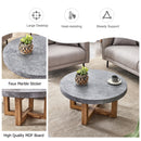A modern retro circular coffee table with a diameter of 31.4 inches, made of MDF material, suitable for living rooms