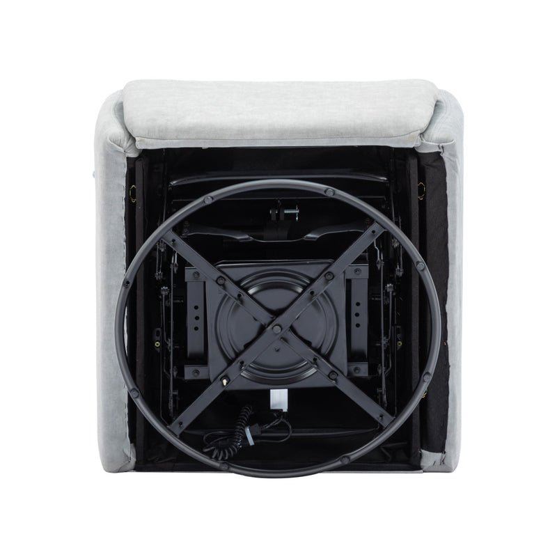 270 Degree Swivel Electric Recliner Home Theater Seating Single Reclining Sofa Rocking Motion Recliner with a Phone Holder for Living Room, Grey