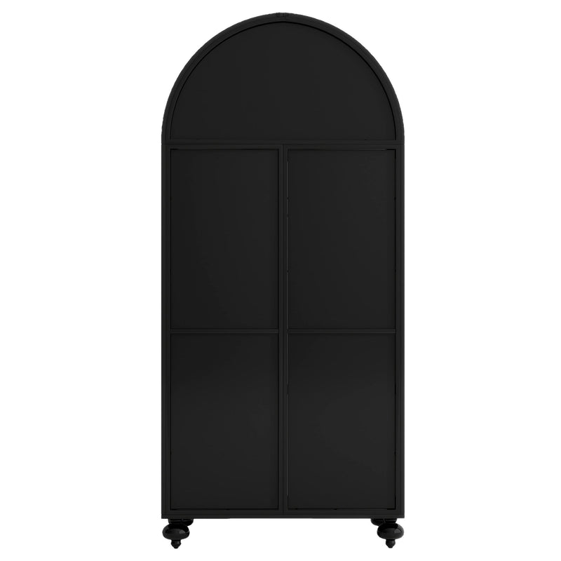 Modern Arched Storage Cabinet with Glass Doors, Open Display Shelves – Farmhouse Style Kitchen Pantry, Dining Room Accent Cabinet, Freestanding Bookcase for Living Room & Office