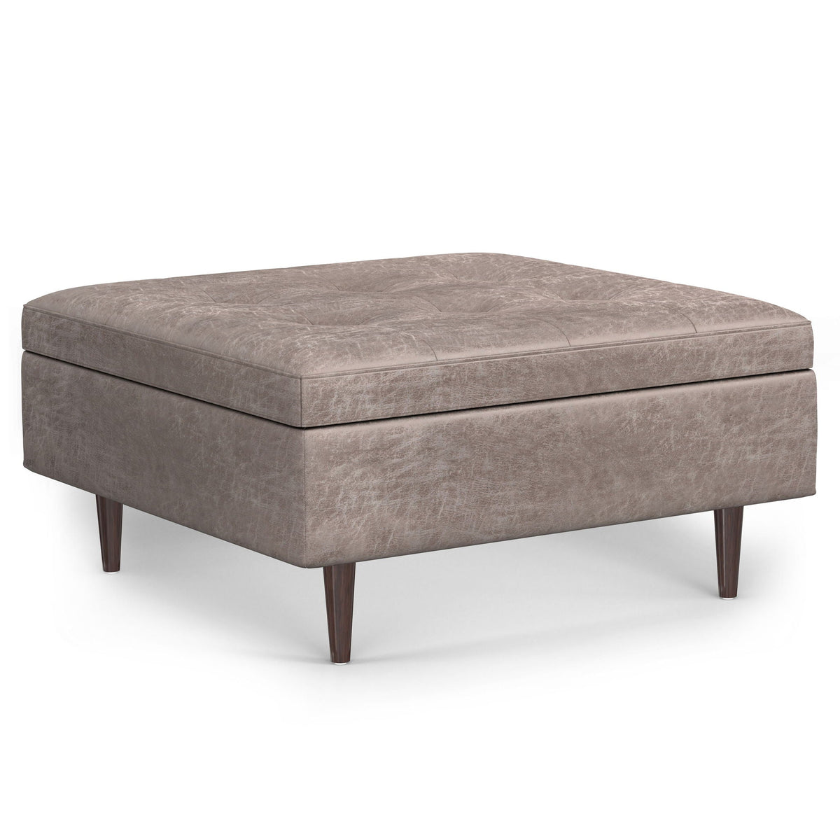 Shay - Large Square Coffee Table Storage Ottoman Mid-Century Style, photo 5 of 40