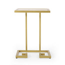 Modern Glam C Shaped End Table With Tempered Glass Top - Gold by HouseOfZazla