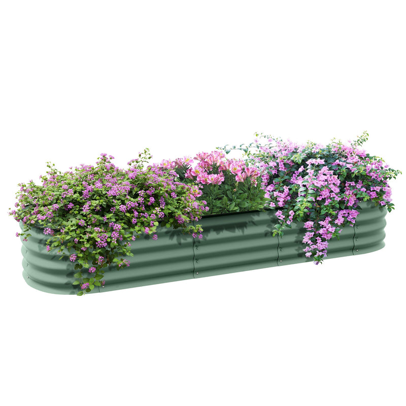 6.4' x 2' x 1' Galvanized Raised Garden Bed Kit, Outdoor Metal Elevated Planter Box with Safety Edging, Easy DIY Stock Tank for Growing Flowers, Herbs & Vegetables, Green