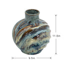 9.4x9.4x11" Blue and Brown Reactive Glazed Accent Vase by HouseOfZazla