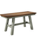 6-Piece Wood Dining Table Set Kitchen Table Set with Long Bench and 4 Dining Chairs, Farmhouse Style, Walnut+Gray