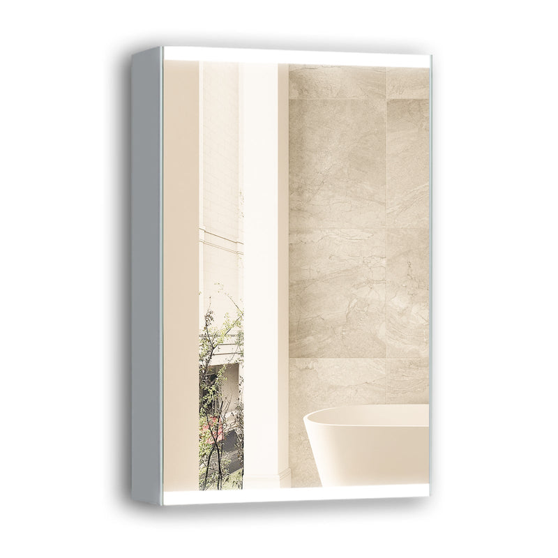 20"x 26" LED Lighted Bathroom Medicine Cabinet with Mirror, Surface Lighted Medicine Cabinet, Dimmable, Adjustable Shelves, Intelligent Switch Medicine Cabinet, Aluminum Frame, Left opening door