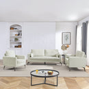 3 Piece Living Room Sofa Set, including 3-Seater Sofa, Loveseat and Sofa Chair, with Two Small Pillows, Corduroy Beige