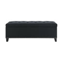Button-Tufted Storage Ottoman With Safety Close Hinge