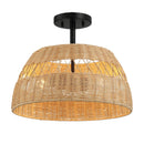 Twinkle - Double Lights Semi Flush With Shade - Black / Rattan by HouseOfZazla