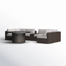 Rattan Patio Set With Comfortable Cushions And Fire Pit by HouseOfZazla
