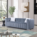 A modern channel sofa take on a traditional Chesterfield,Grey color,3 seater