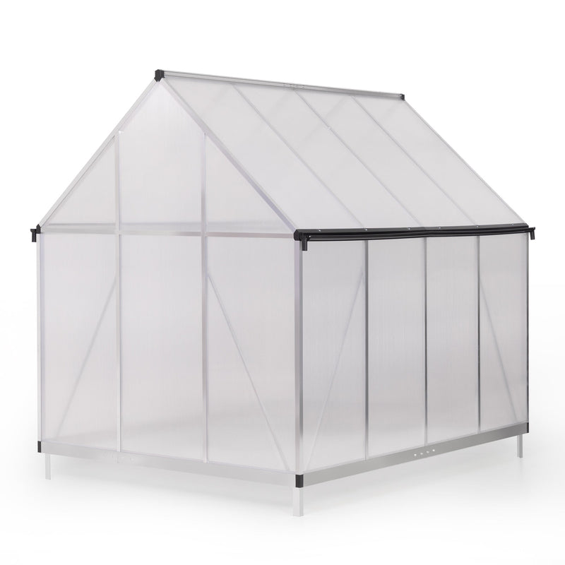 6x8 FT Polycarbonate Greenhouse, Outdoor Walk-in Green House with Vent Window, Hinged Door, Rain Gutter, Heavy-Duty Aluminum Hot House for Backyard Garden