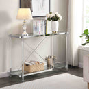 43.31" Chrome Glass Sofa Table, Acrylic Side Table, Console Table for Living Room& Bedroom