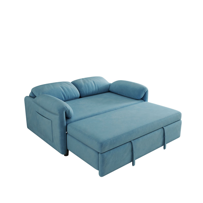 54 "velvet blue sofa sofa bed dual purpose living room retractable bed