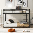 Metal Bunk Bed, Low Bunk Bed With Ladder by HouseOfZazla