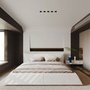 Upholstered Platform Bed With Special Shaped Headboard