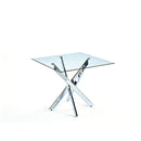 Dining Table With Cross Metal Leg And Tempered Glass, Modern Space Saving Kitchen Table For Living Room Legs, Square Table by Unique Piece Furniture
