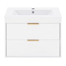 24" Floating Wall Mounted Bathroom Vanity with White Porcelain Sink and Soft Close Doors