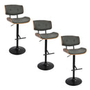Lombardi - Mid Century Modern Adjustable Barstool With Swivel With Straight T Footrest (Set of 3) by HouseOfZazla