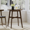 Round Counter Height Dining Table With Thick Rubberwood Legs And Support Beams - Walnut