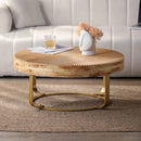Modern Round Coffee Table With Wooden Carving Pattern by Unique Piece Furniture