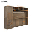 Full Size Murphy Bed With Wardrobe, Drawers, And Open Shelves - Wood by HouseOfZazla