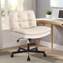 Large Size Swivel Home Office Desk Chair Armless Office Room Chair - Beige by HouseOfZazla