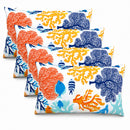 4 Pack Outdoor Lumbar Pillow with Inserts - Ocean Coral