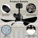 28' Ceiling Fans with Lights and Remote/APP Control, Low Profile Ceiling Fans with 5 Reversible Blades 3 Colors Dimmable 6 Speeds Ceiling Fan for Bedroom Kitchen (Not allowed to sell on Amazon)