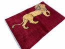 3 X 5 Handmade Hand-Knotted Quality Wool Rug Lion Red Veg Dyes Tribal Pictorial