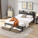 Modern Bed Frame With LED Lights, Upholstered Headboard, USB Charging by Unique Piece Furniture