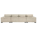 Cannella U-Shaped Double Chaise Upholstered Sectional Sofa Beige