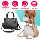 Women Handbags Chic Tote Bags for Ladies Medium-sized Leather Satchel Crossbody Bag with Stylish Stitching Detachable Strap