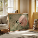 Pink Moon Wall Art – Minimalist Birds in Flight Print