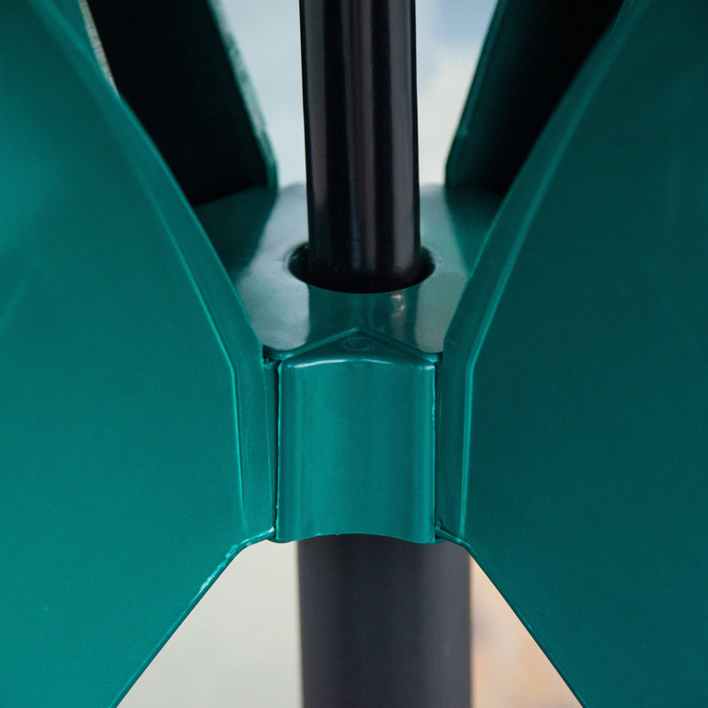 36.25" Dia Round Plastic Patio Table with Umbrella Hole, Outdoor Bistro Dining Table, for Bar, Garden, Backyard, Poolside, Yard, Green