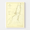 Vintage Map of Miami Harbor, Florida 1924