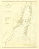 Vintage Map of Miami Harbor, Florida 1924