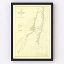 Vintage Map of Miami Harbor, Florida 1924