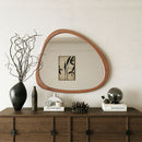 Asymmetrical Wall Mirror Wooden Framed Mirror Large Sized Dressing Mirror, For Living Room, Bedroom, Bathroom, Hallway Or Entry Way - Natural Wood by HouseOfZazla