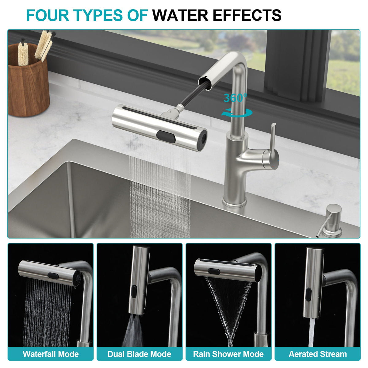 Drop-In Kitchen Sink With Pull-Out Faucet And Soap Dispenser, photo 13 of 20