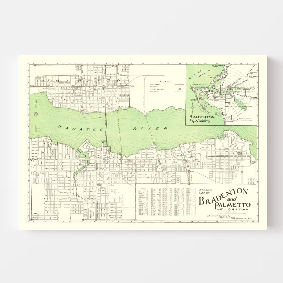 Vintage Map of Bradenton, Florida 1940, photo 4 of 5