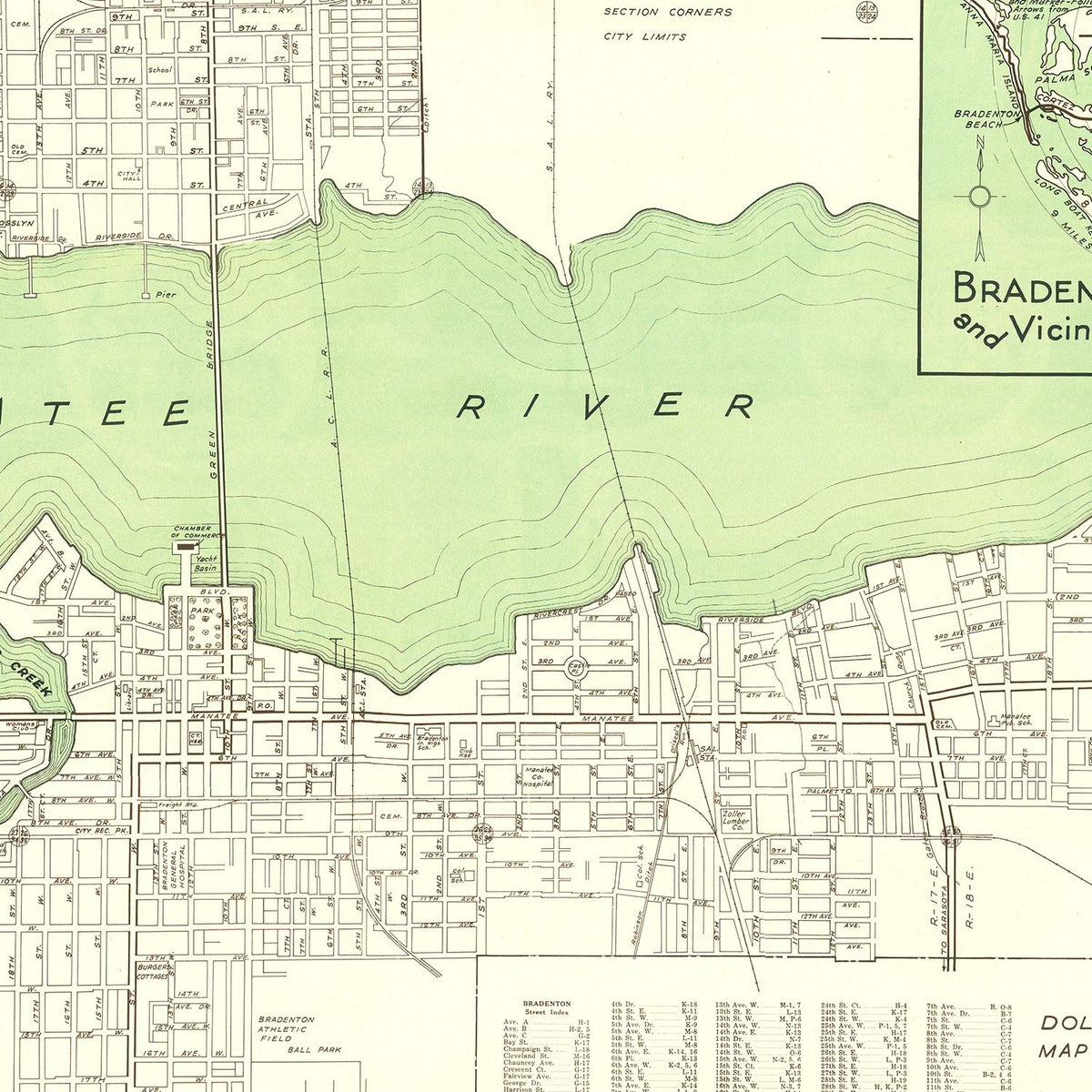 Vintage Map of Bradenton, Florida 1940, photo 2 of 5