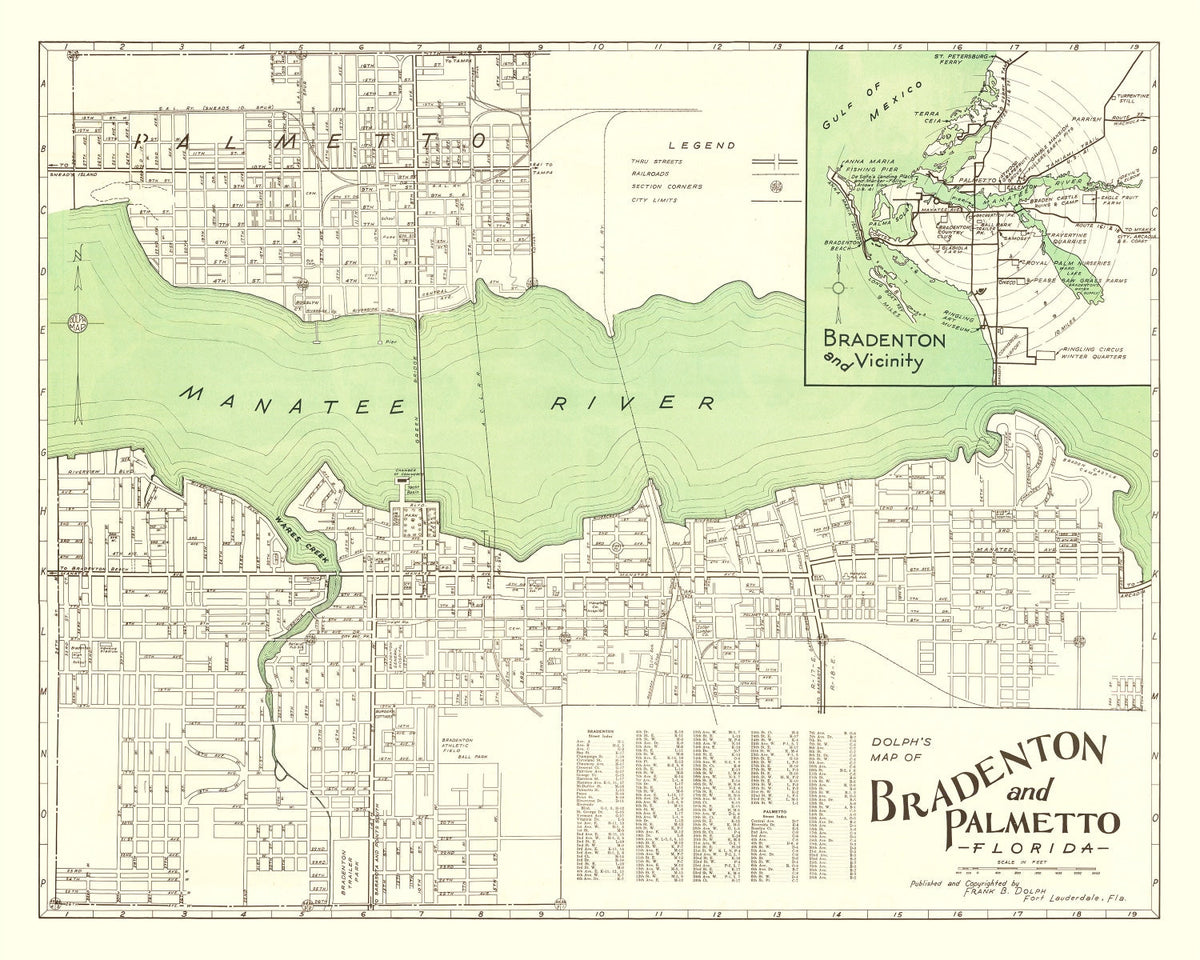 Vintage Map of Bradenton, Florida 1940, photo 5 of 5