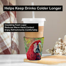 Bird - Parrot Red Cup Hugger Sleeve for 16–22 oz Party Cups, Insulated Foam Drink Holder for Iced Coffee, Tailgate & BBQ Reusable