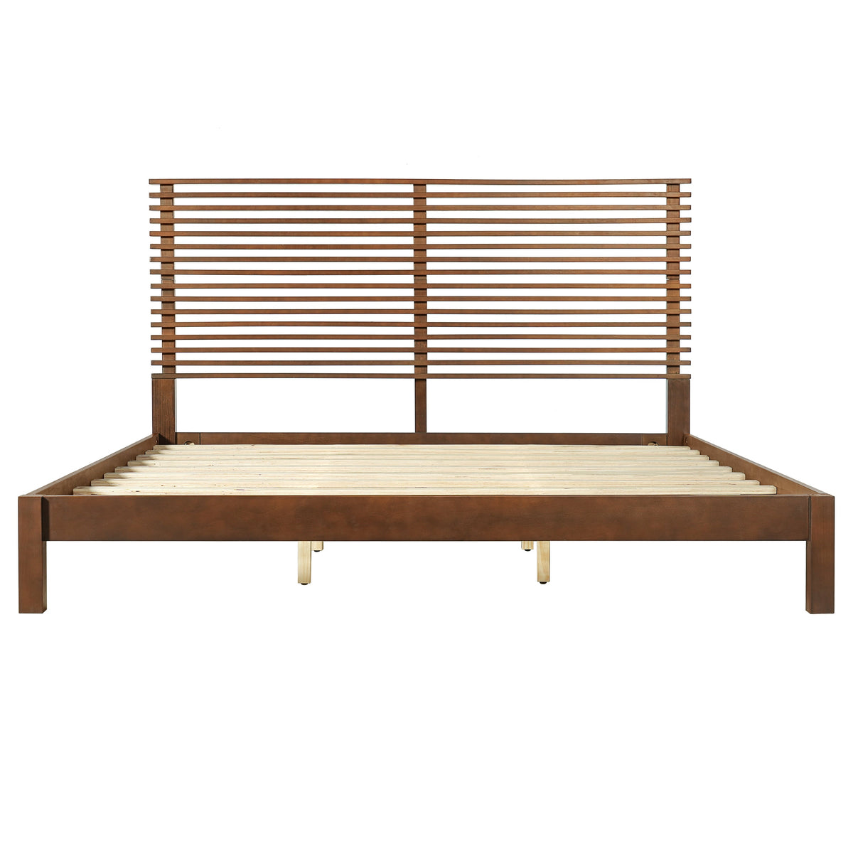 Premium Solid Wood King Size Bed Frame with Headboard - Walnut Color, photo 7 of 9
