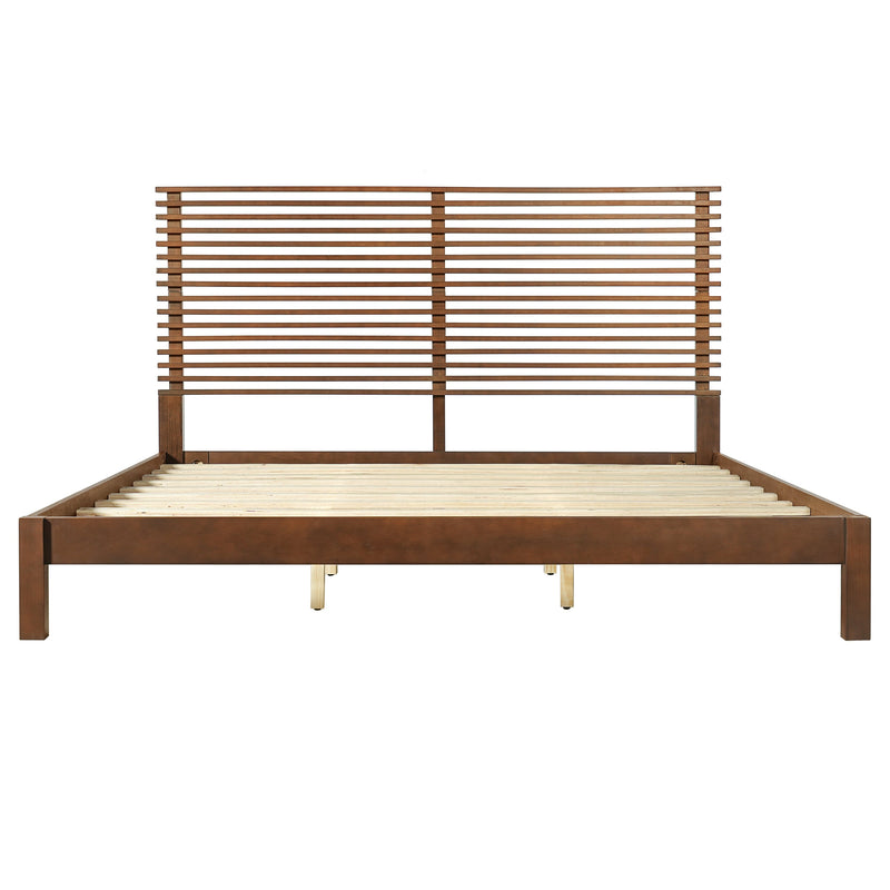 Premium Solid Wood King Size Bed Frame with Headboard - Walnut Color, photo 7 of 9