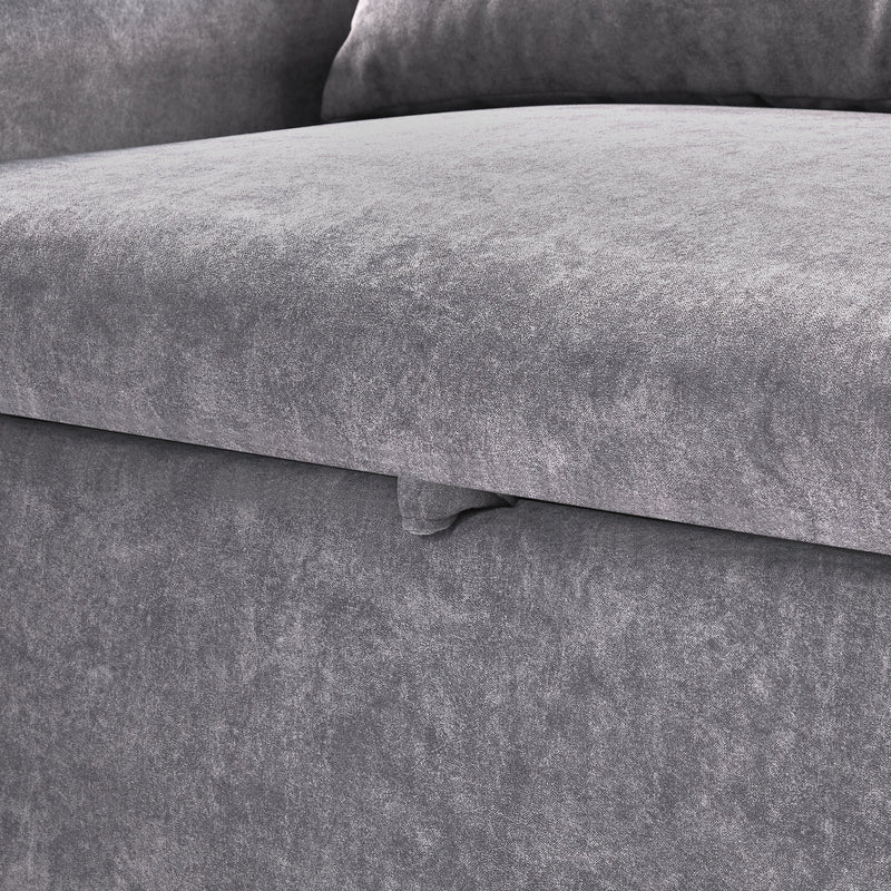 55.1" Pull Out Sleep Sofa Bed Loveseats Sofa Couch with Adjustable Backrest, Storage Pockets, 2 Soft Pillows, USB Ports for Living Room, Bedroom, Apartment, Office,Grey